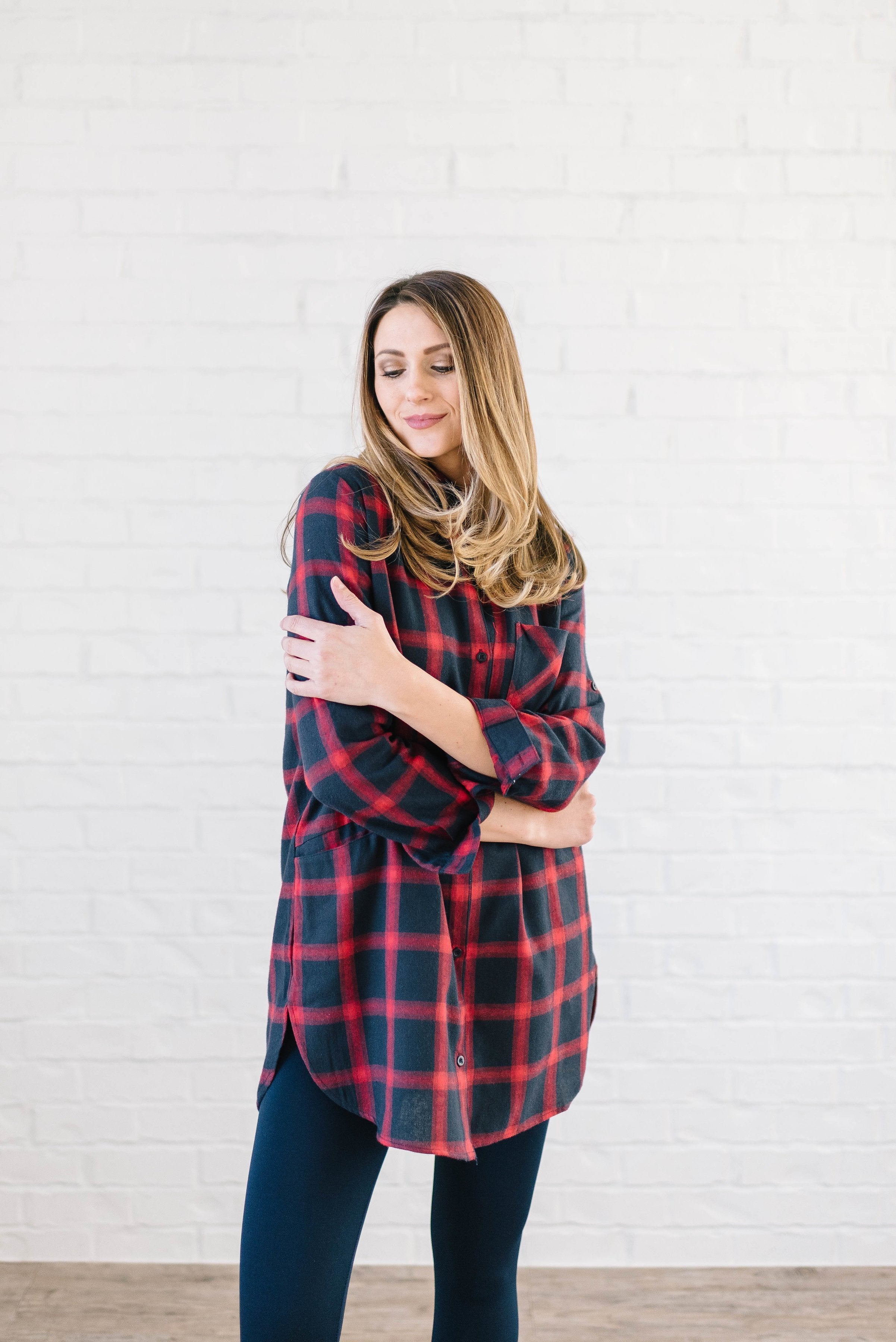 The Tristan Flannel Tunic in Red & Navy