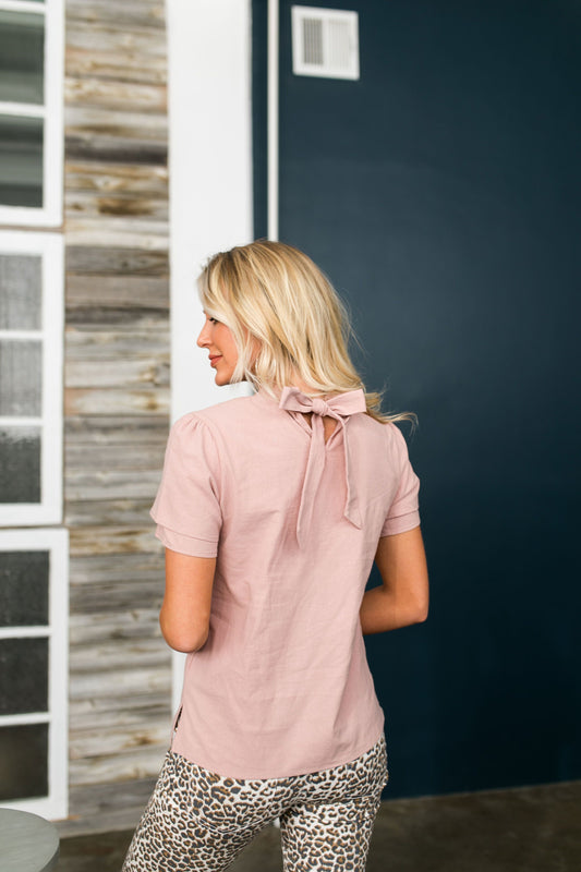 Tickled Pink Tie Back Detail Top - ALL SALES FINAL