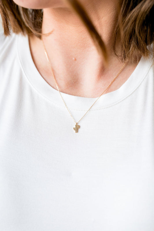 Tiny Cactus Charm Necklace
