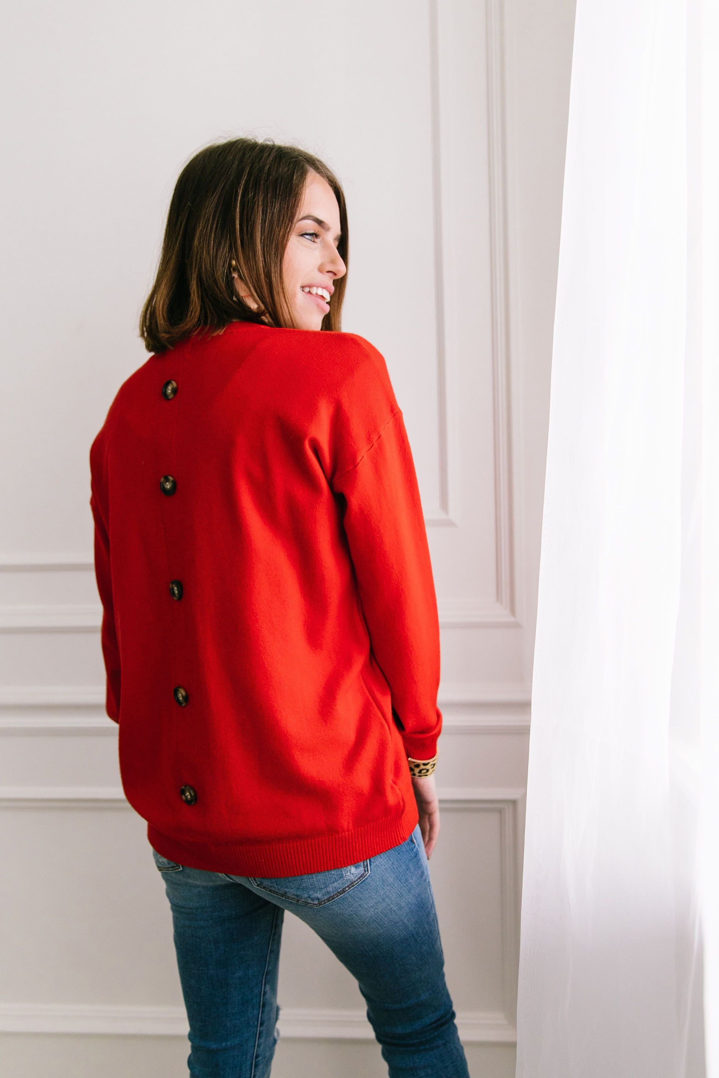 Top 'O The Mornin' Sweater In Poppy - ALL SALES FINAL