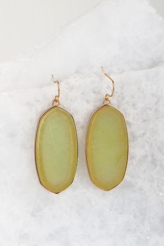Translucent Stone Earrings In Greenland Olive - ALL SALES FINAL