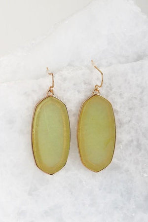 Translucent Stone Earrings In Greenland Olive - ALL SALES FINAL