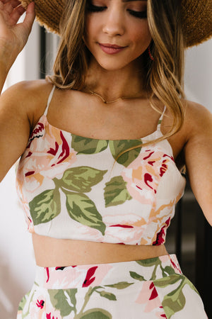 Tropical Fever Crop Top In Ivory