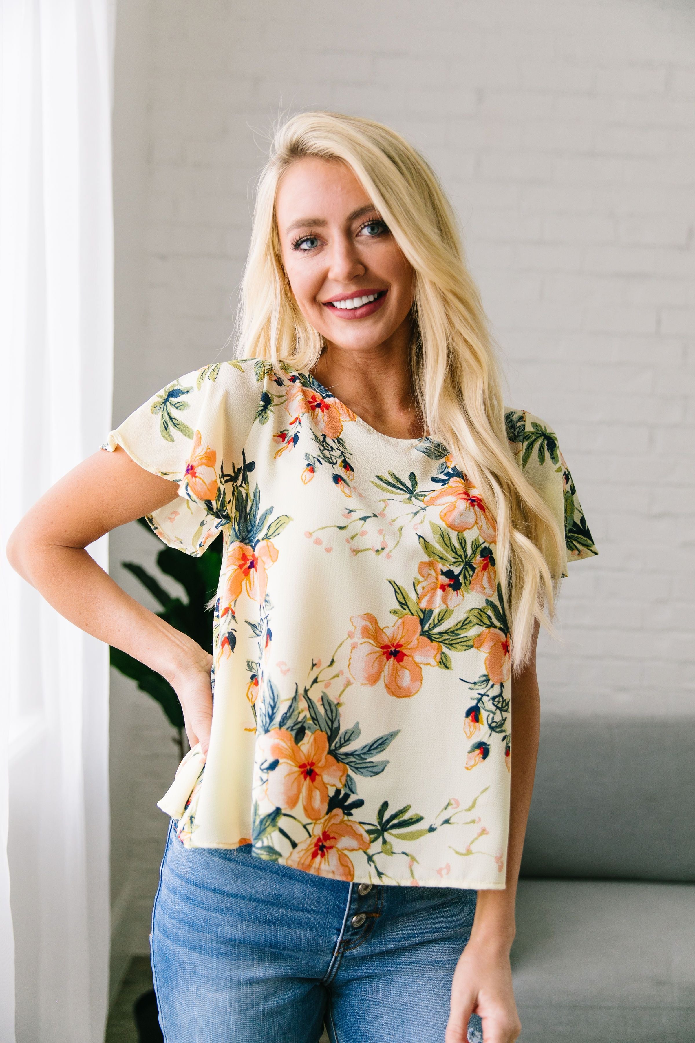 Tropical Paradise Blouse In Cream - ALL SALES FINAL