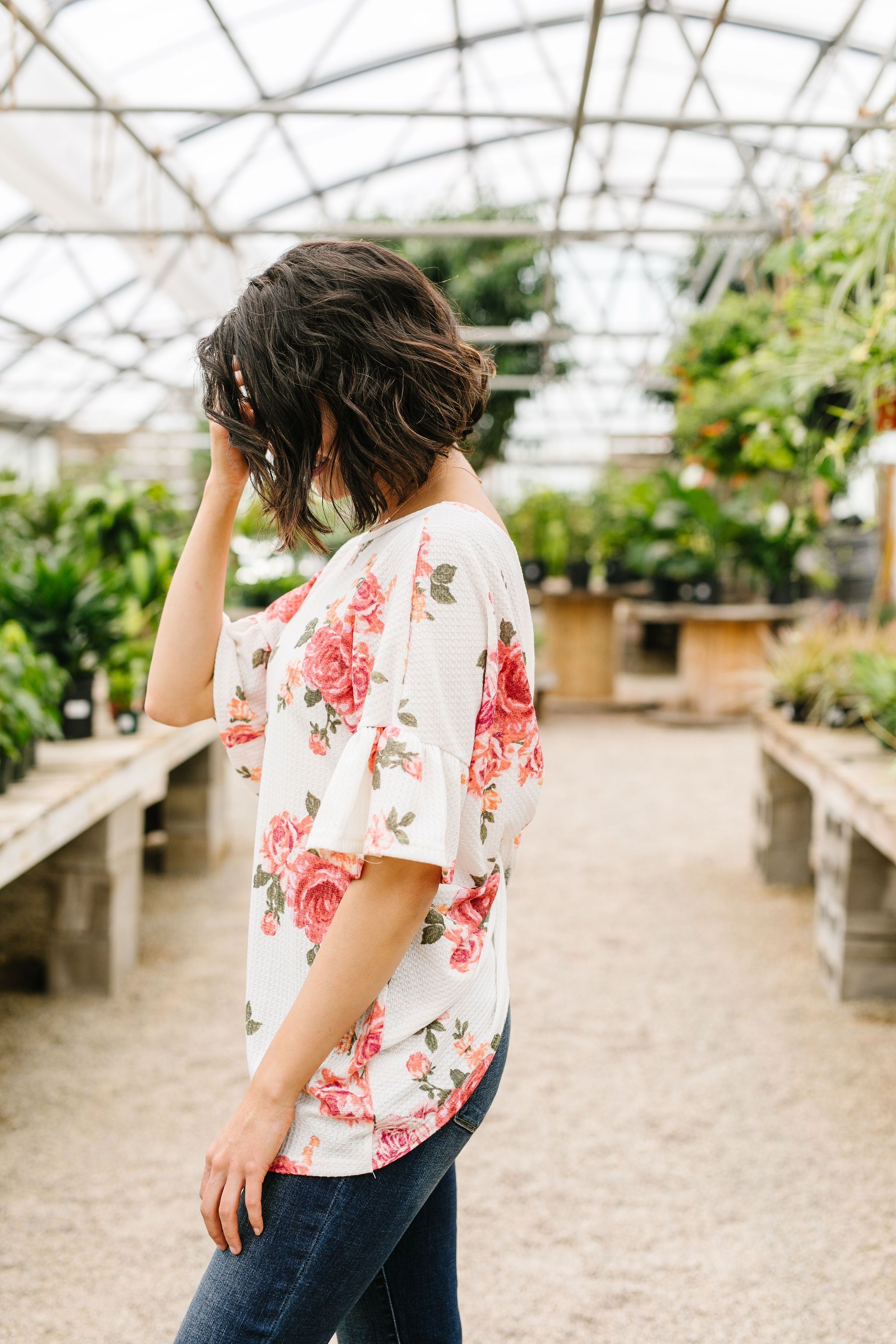 Twisted Back Coral Floral Top
