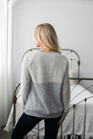 Two Shades Of Gray Angled Zip Top - ALL SALES FINAL