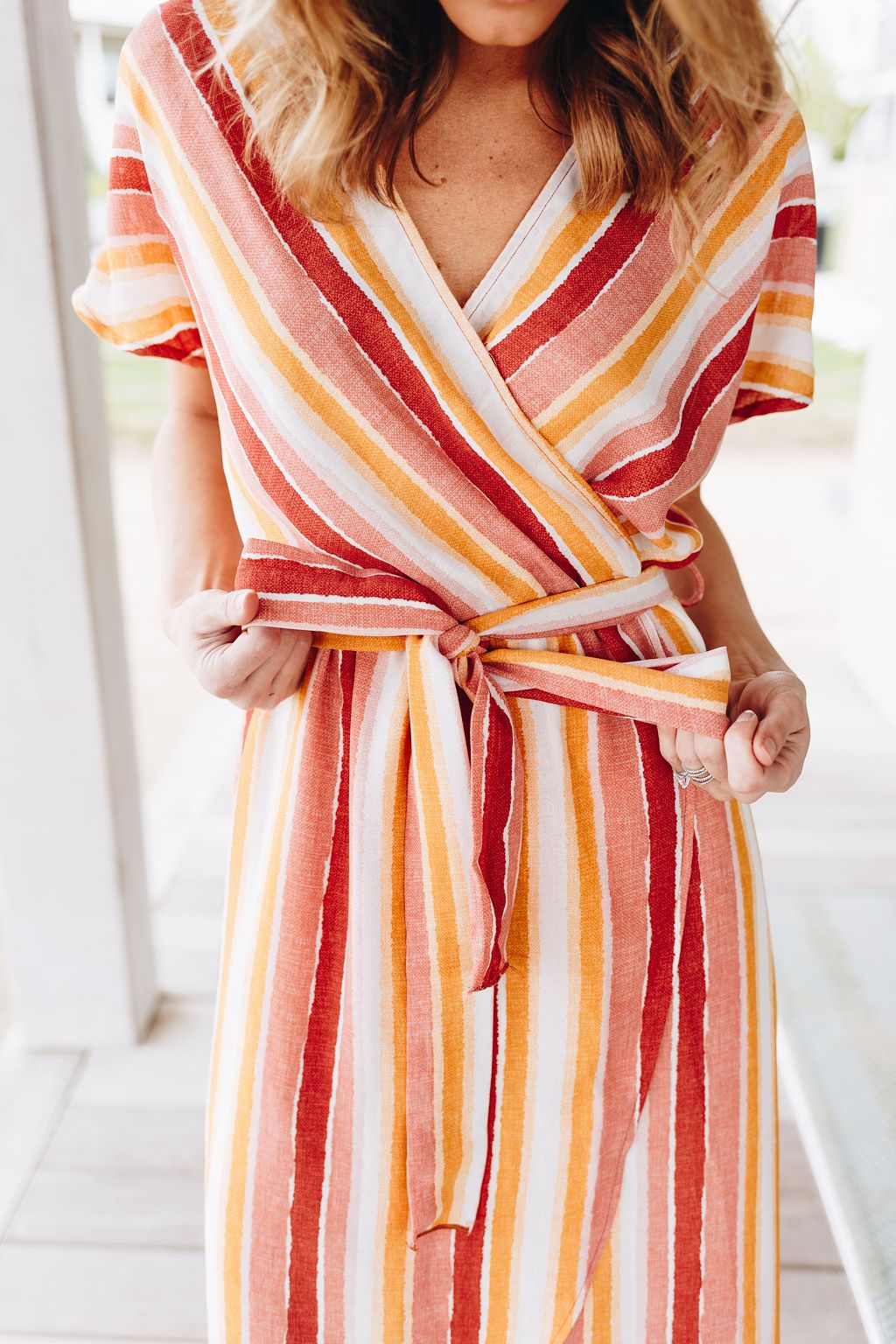 Watercolor Sunset Striped Dress