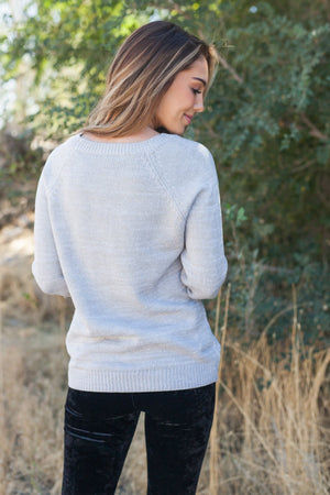 Wear Your Heart On Your Sleeve Sweater In Gray