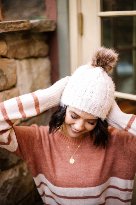 What The Fuzz Beanie In Ivory