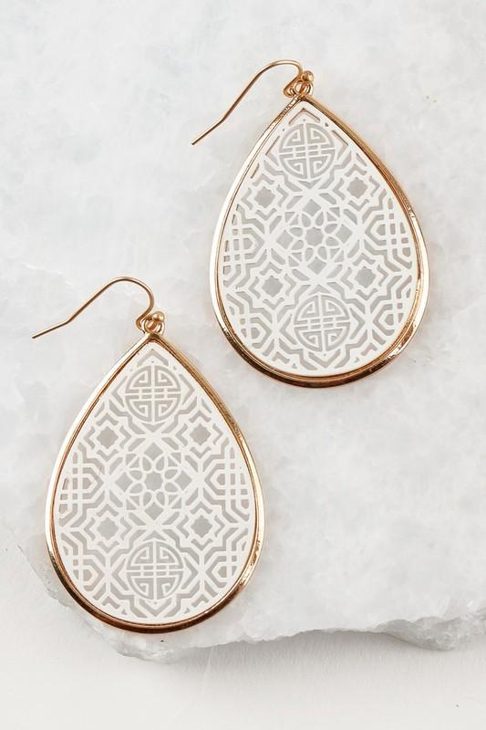 White Moroccan Cut Earrings