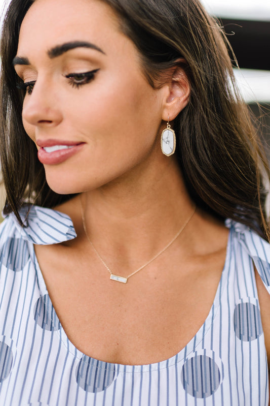 White Stone Drop Earrings