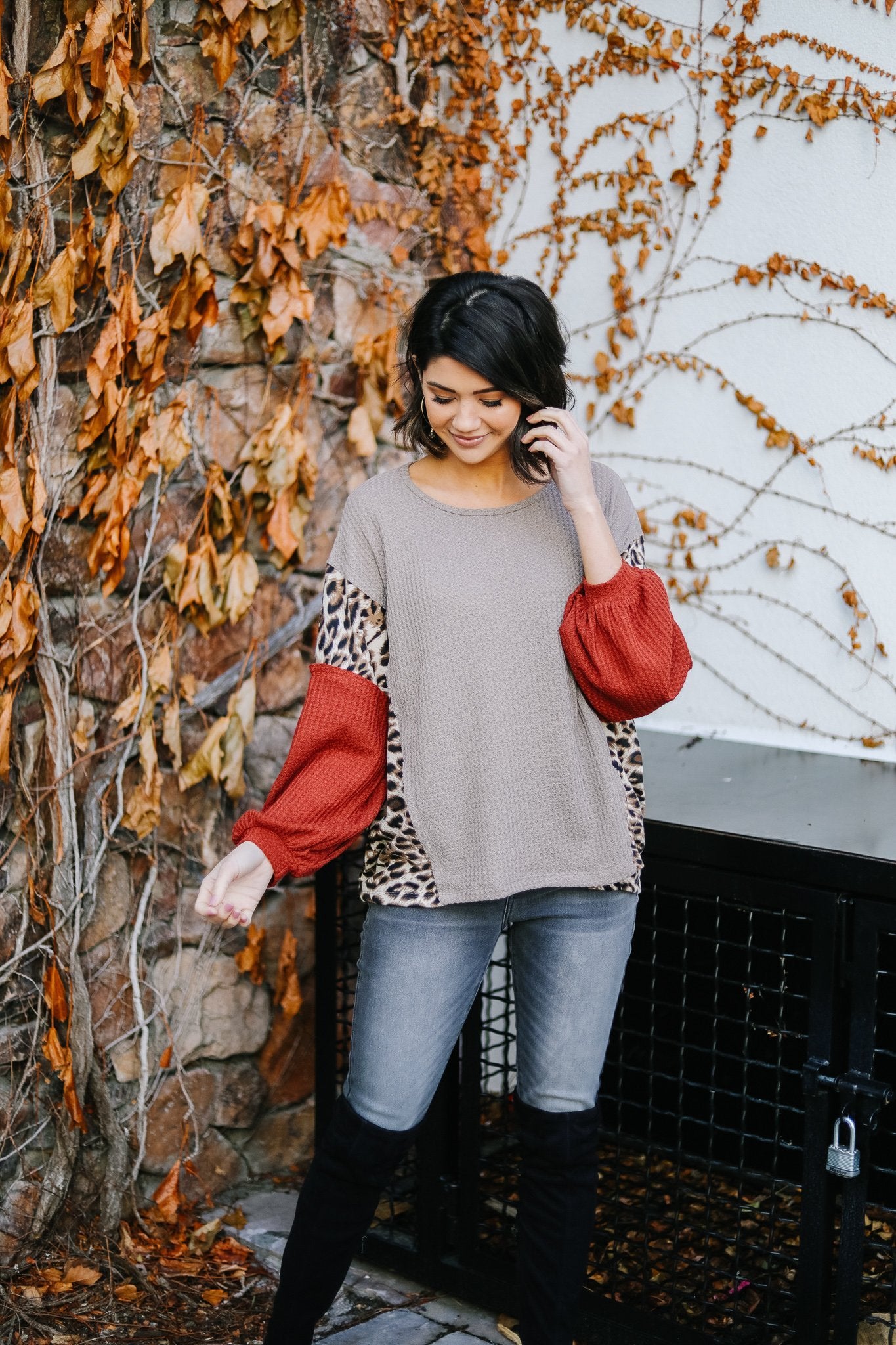 Wild Side Waffle Knit Top