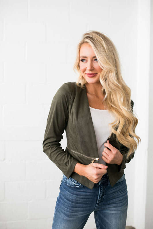 Zip It Faux Suede Jacket - ALL SALES FINAL